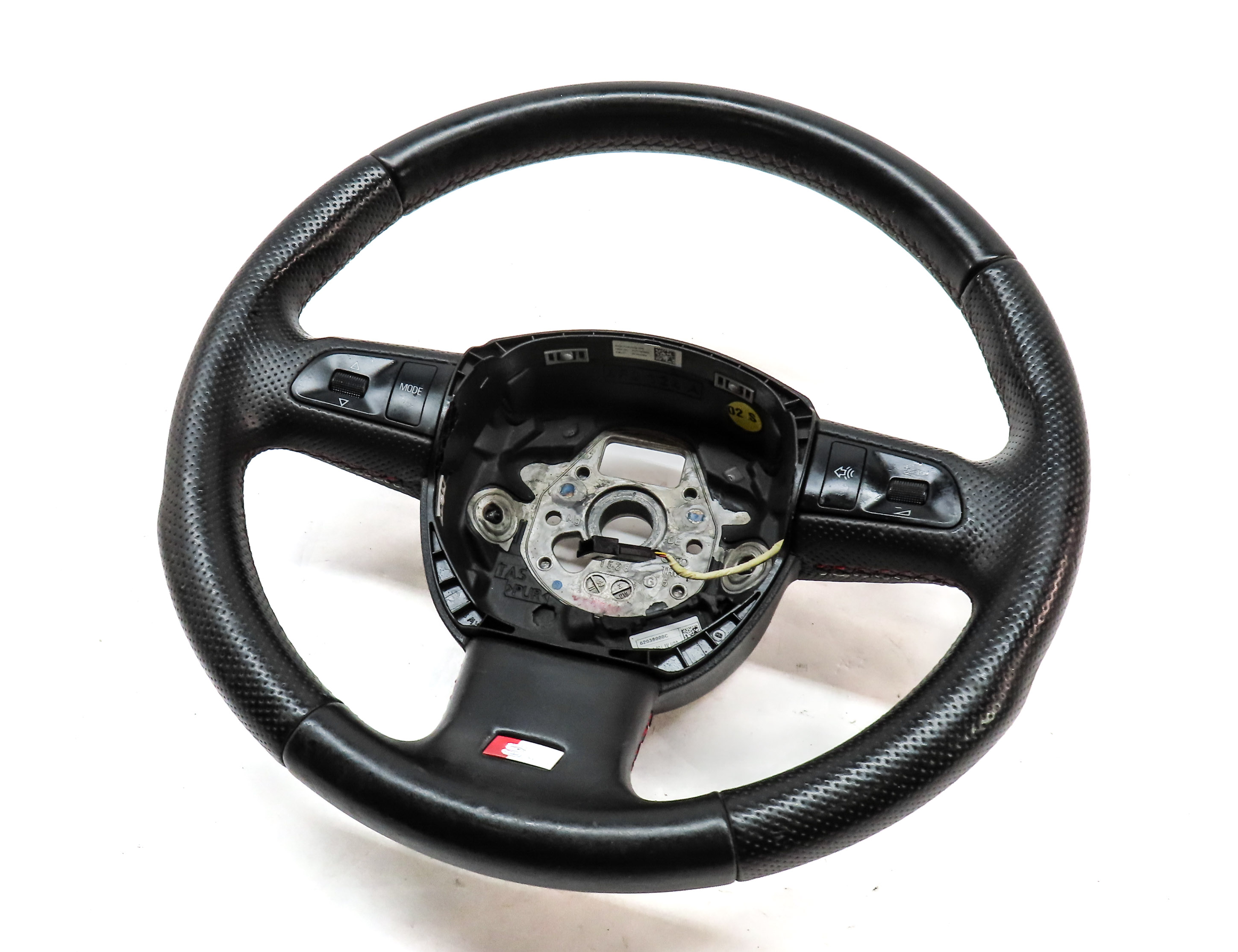 2007-2008 A4 Q7 S4 RS4 3 SPOKE S-LINE STEERING WHEEL w/CONTROL SWITCHES (BLACK) — exact item pictured